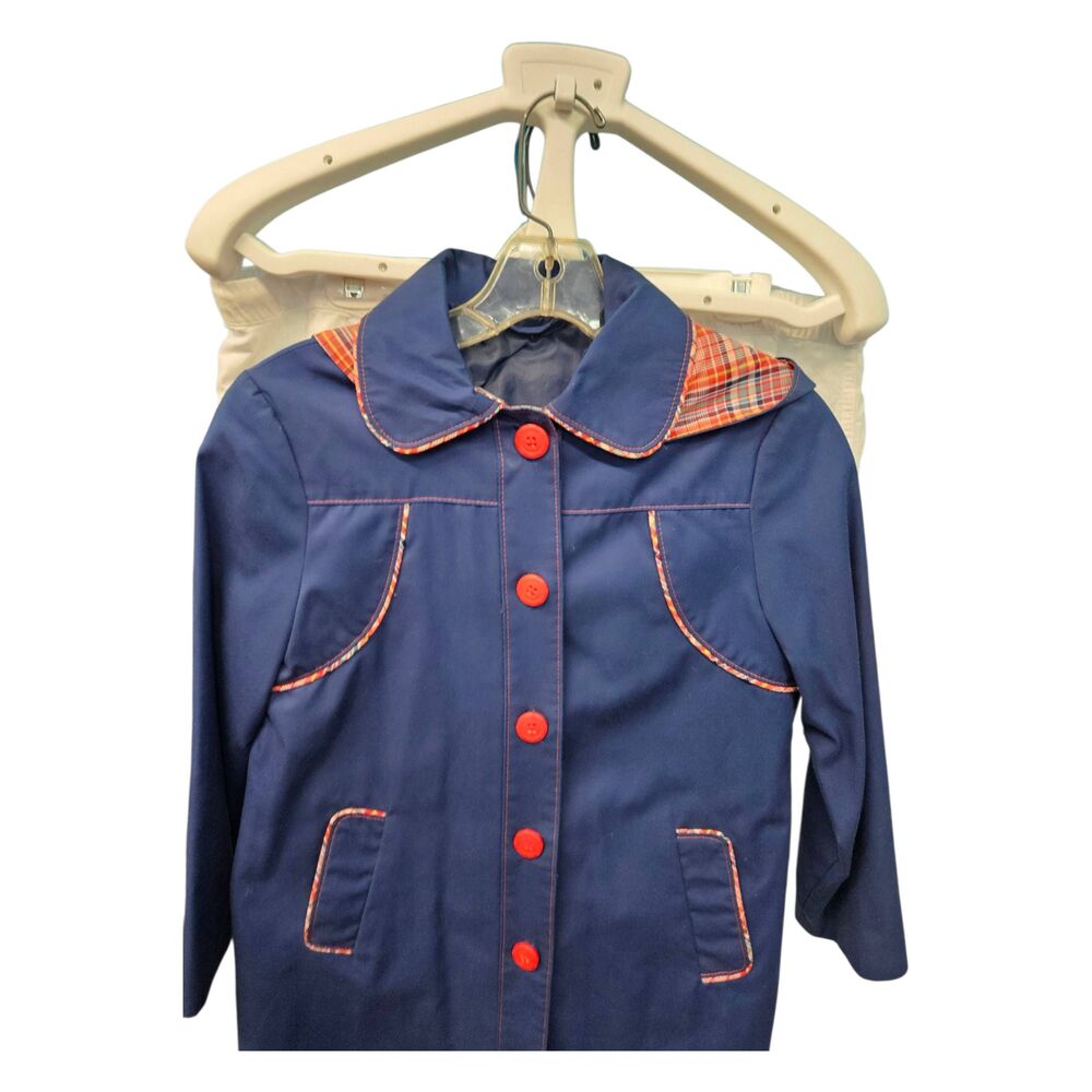 Sears Blue Vintage 80's Girls Hooded Long Jacket Size 10 - Picture 4 of 9